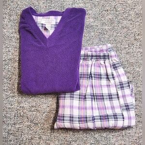 Lord & Taylor Purple & White Plaid Pajama Set S RARE